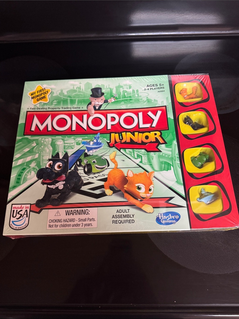 Hasbro Monopoly Junior Board Game - Green Red Yellow Black
